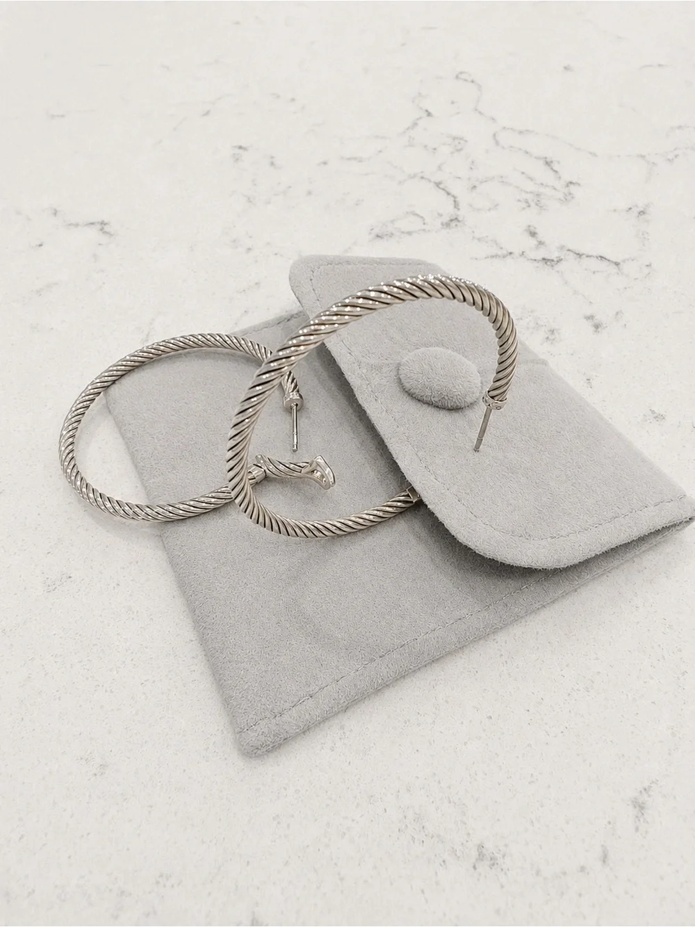 David Yurman DY 925 Cable Hoop Earrings – Sterling Silver – 2